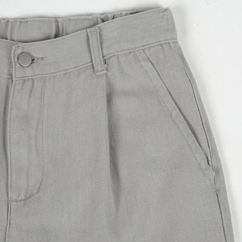Weekhour One Tuck Banding Wide Cotton Pants Gray