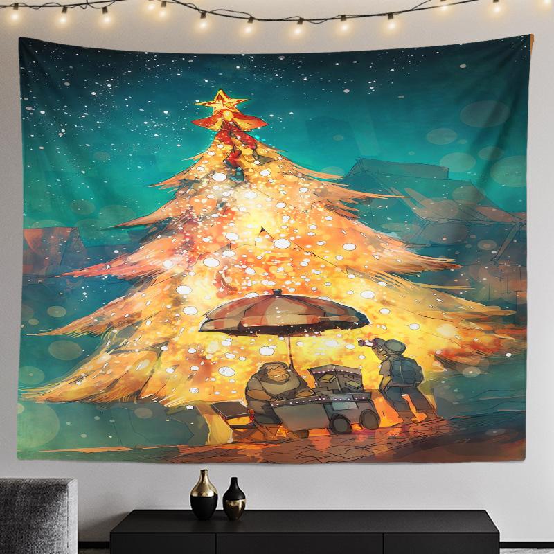 Cross-border Christmas Tree Tapestry Santa Hanging Cloth Background Cloth Digital Printing