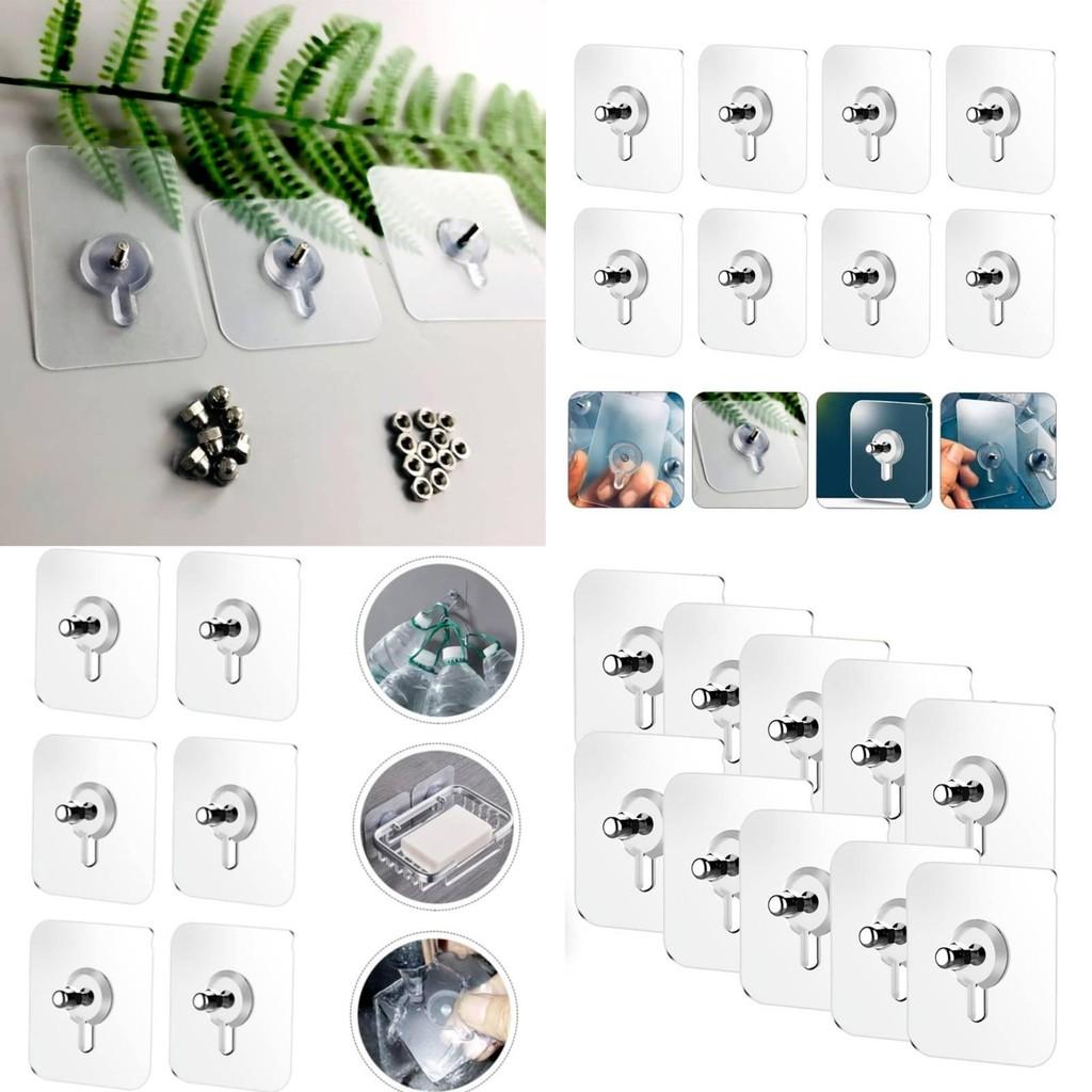 Non Drill Adhesive Hook Stainless Steel Transparent Wall Mount For Home Organization