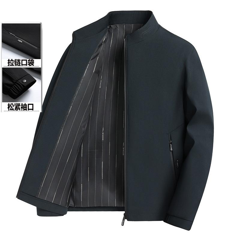 New Spring and Autumn Middle and Old Men's Jacket Stand-Up Neck Jacket-0-Year-Old Dad Loose Top Cadre Pack