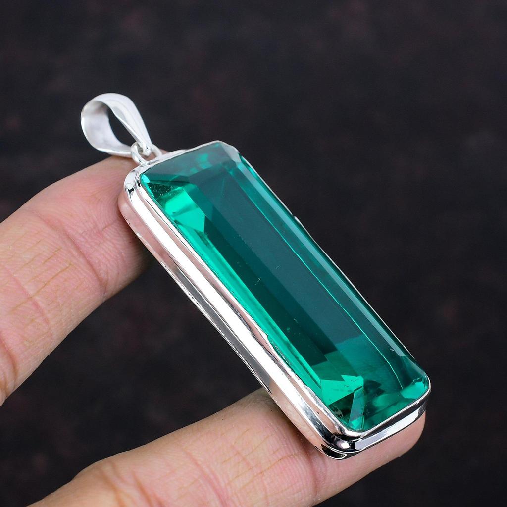 Facettierter Chromdiopsid Anhänger Top-Qualität Edelsteinanhänger 925 Sterlingsilber Anhänger handgefertigter Schmuck Geburtssteinanhänger Geschenke für ihn