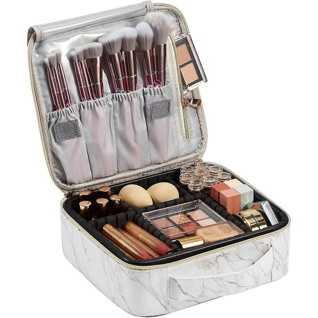 Dww Make-up Tasche, Professionelle Make-up Aufbewahrungstasche, Kosmetische Reisetasche, Beauty Friseurwerkzeug Organizer mit Verstellbaren Trennwänden, Kunstleder