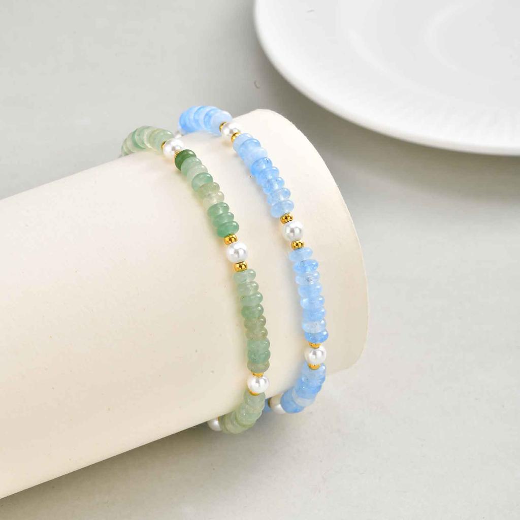 Colorful Crystal Heart-shaped Beaded Bracelet for Women,Gold Plated Stainless Steel Imitation Pearl Bracelets,Fashion Jewelry Gi