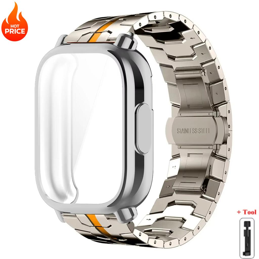 Carcasă+Curea Pentru Redmi Watch 5 Active Husa Moale din TPU Pentru Xiaomi Redmi Watch 5 Lite Brățară Metalică de Lux Brățară din Oțel Inoxidabil