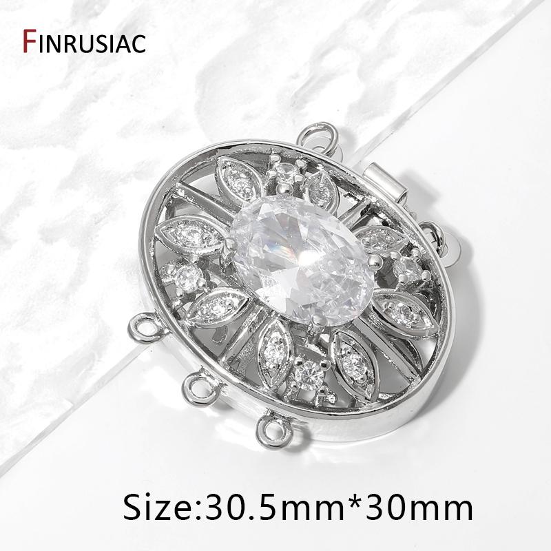 

18K Gold Plated Brass With Zircon Large Pearl Clasps Fasteners,Oval Shape Clasps Lock Connector For DIY Jewelry Making Supplies 1 piece