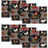 4pcs/6pcs Autumn Elements Thanksgiving Halloween Decorative Linen Placemats, Featuring a 2D Flat Pattern Print with Rooster Red Berries. Gorgeous And