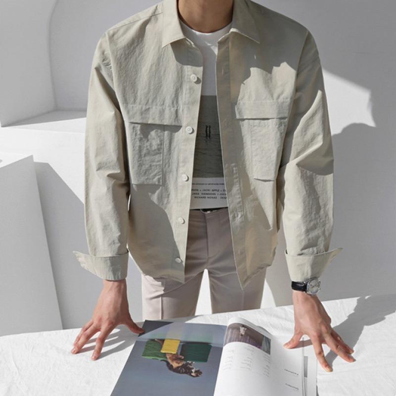 

Long-sleeved Shirt for Men In Spring and Autumn Korean Style Loose Casual Jacket with Work Shirt Inside 2XL