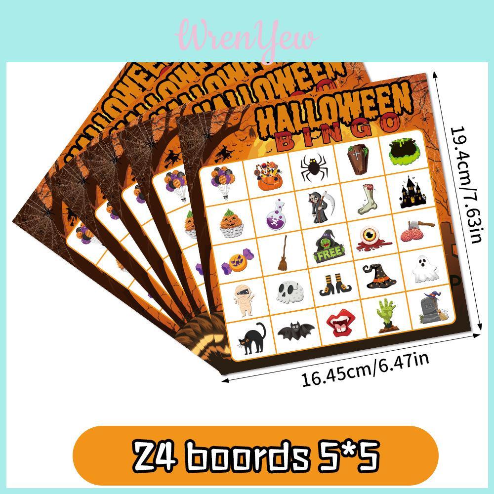 Zestaw do gry Bingo na imprezę Halloweenową z kartami do wywoływania ze naklejkami dla zabawy rodzinnej i dekoracji