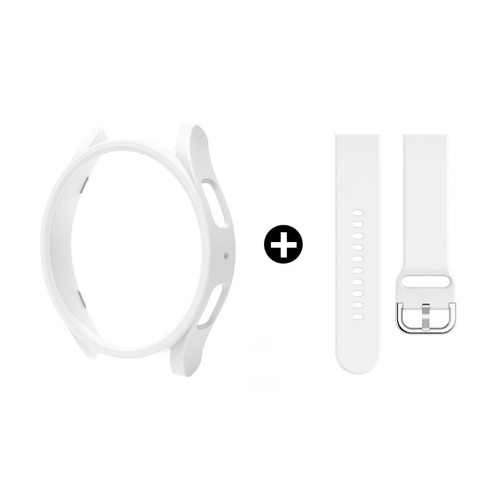 Strap+Case for Samsung Galaxy Watch 4/5/6/7 40mm 44mm PC Hollow Frosted Protector Bumper Cover Original Silicone Band