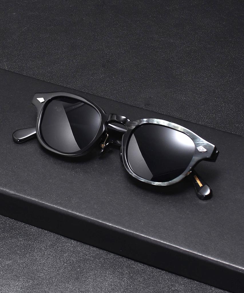 Lingkeonpeuleim Buffalo Horn Arnel Acetate Sunglasses Black
