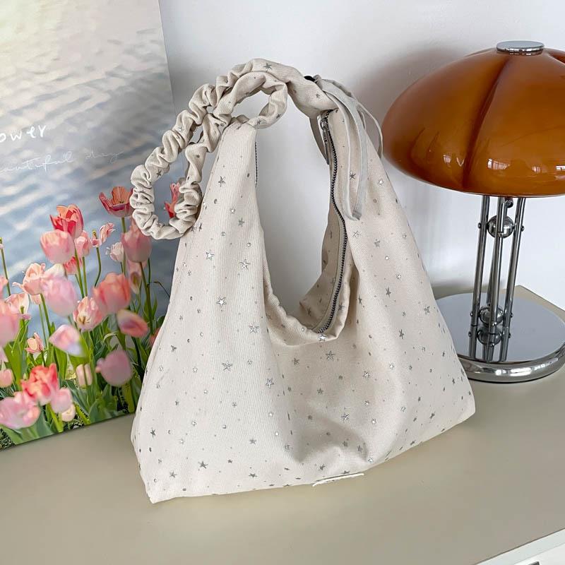 

Korean Polka Dot Women s Canvas Bag, 2026 Large Capacity College Style Commuting Tote, Versatile Casual Shoulder Bag.
