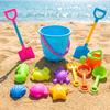 Beach Toy Set with Bucket Shovels Rake Watering Can Sand Sifter and Animal Molds for Outdoor Sand Play Activities Kids Water Games
