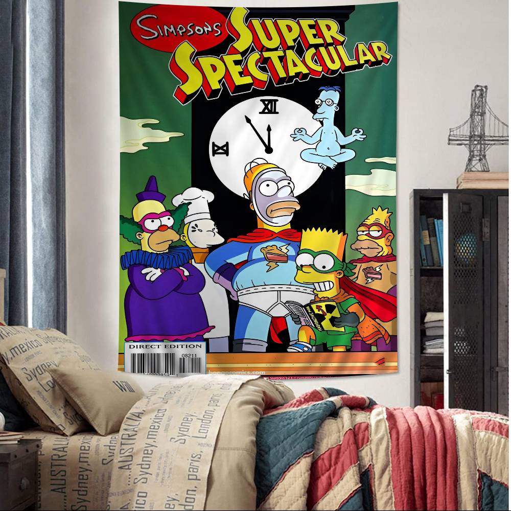 Cartoon TThe Cool SSimpsons Printed Large Wall Tapestry Hanging Tarot Hippie Wall Rugs Dorm Art Home Decor