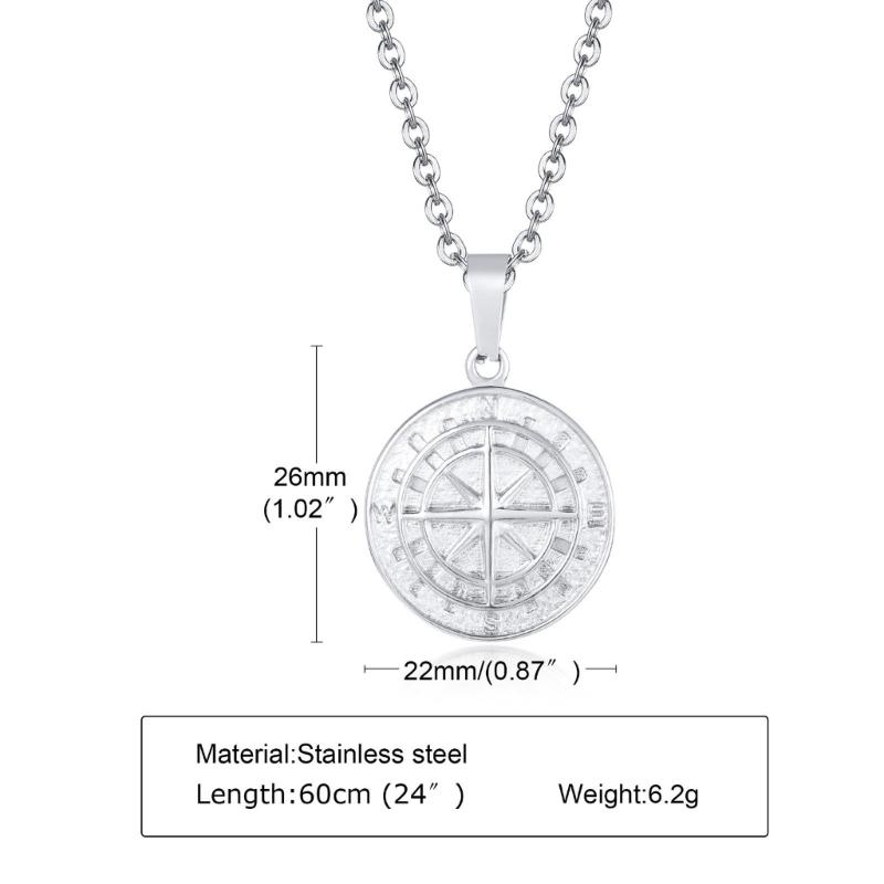 Layered Necklace for Men, Sailing Travel Compass Pendant Charm Chain Casual Retro Collar Neckwear Trend Jewelry Gift