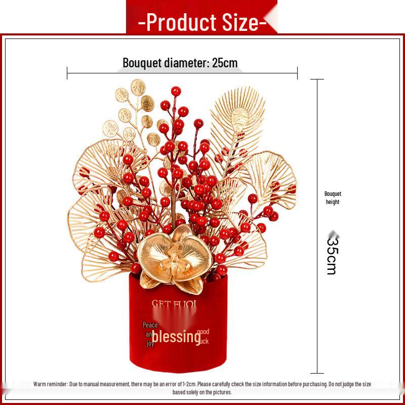 Handon Artificial Flower Fortune Bucket Ornament