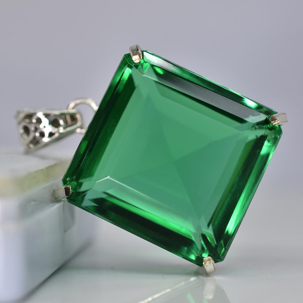 

Certified Natural Topaz 133 Ct 925 Starling Silver Pendant Rare Green Gemstone MY.PD-52-NS 39.5 mm approx зелений
