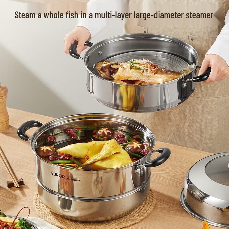 SUPOR Stainless Steel Double Layer Steamer Pot 26cm
