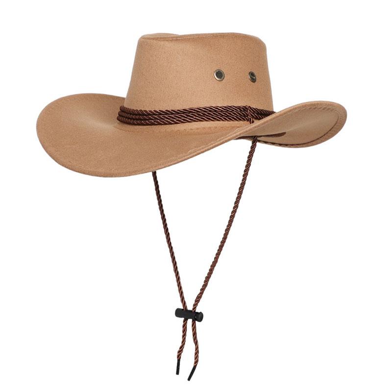 Adult Western Suede Hat Wide Brim Western Cowboy Hat Vintage Knight Top Hat Cowboy Outdoor Hiking Travelling Summer Cap