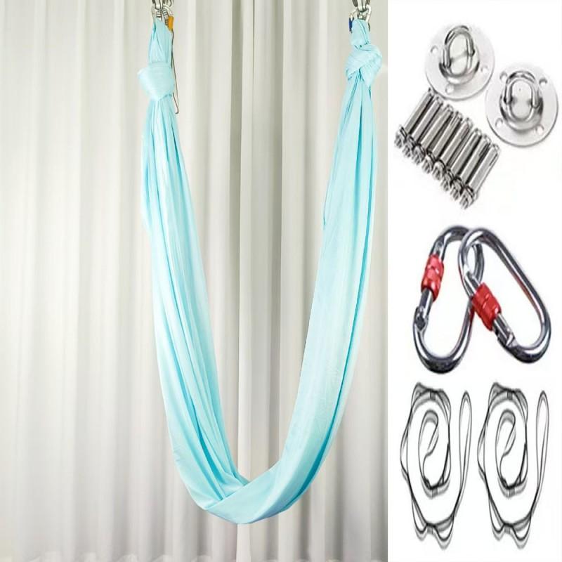 Aerial Yoga Hammock Set With Stretchy Fabric Home Gym Studio Practice Indoor Fitness Suspension Trainer