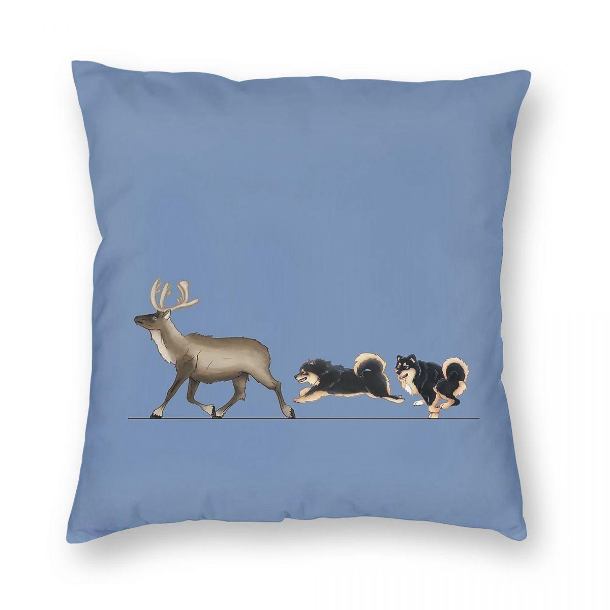 Finnish Lapphund Reindeer Herders Pillowcase Polyester Linen Velvet Printed Zip Decorative Throw Pillow Case Room Cushion Cover Peach skin 18*18(CM)-1Pcs
