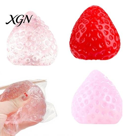 Soft Elastic Stress Reliever Strawberry Squeeze Toy, Relief Ball for Adults TPR Fruit Toy Fidget Portable Focus Enhancer Party Favors Christmas