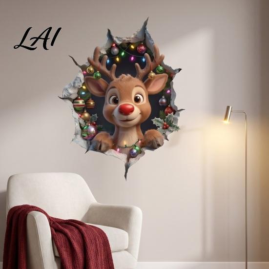 3D Christmas Decor Wall Stickers Holiday Decals for Living Room Bedroom And Party Decor Removable PVC Festive Art Home Entrance Classroom Office
