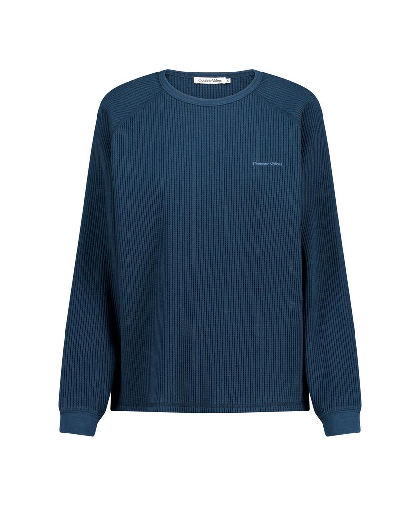 OUTDOOR VOICES Waffle Raglan Long Sleeve Tee (Navy)