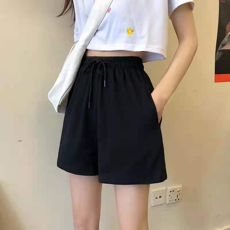 Loose Casual Pants Drawstring Sports Shorts Women Summer Thin High Waist Show Thin Outside Running Three-quarter Trousers
