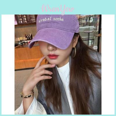 Spring Adjustable Purple Cotton Baseball Cap With Embroidered Letter Design For Casual Men Women
