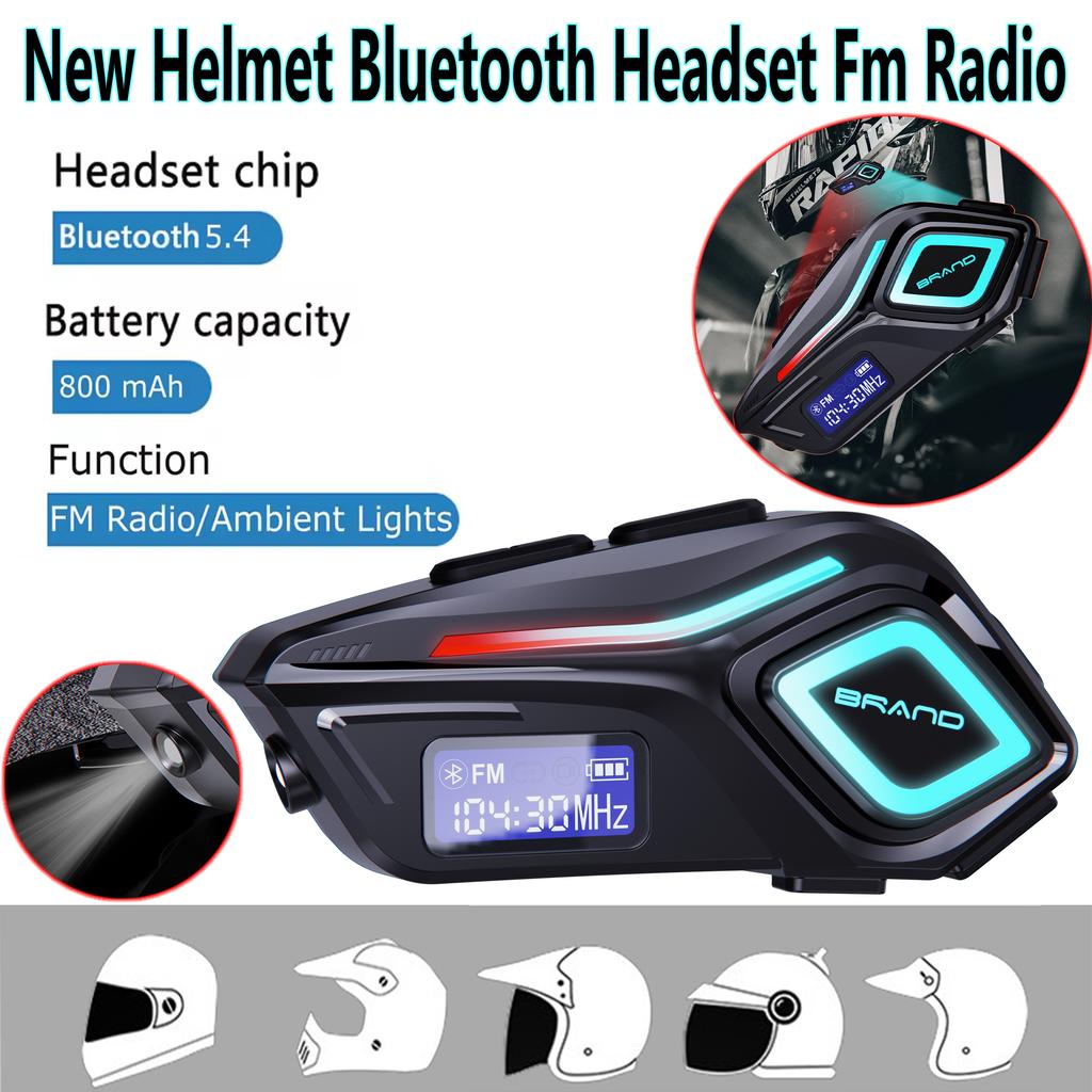 New Helmet Bluetooth Headset Fm Radio Noise Reduction Long Battery Life K08 with Flashlight Ambient Light Surround Sound Effect