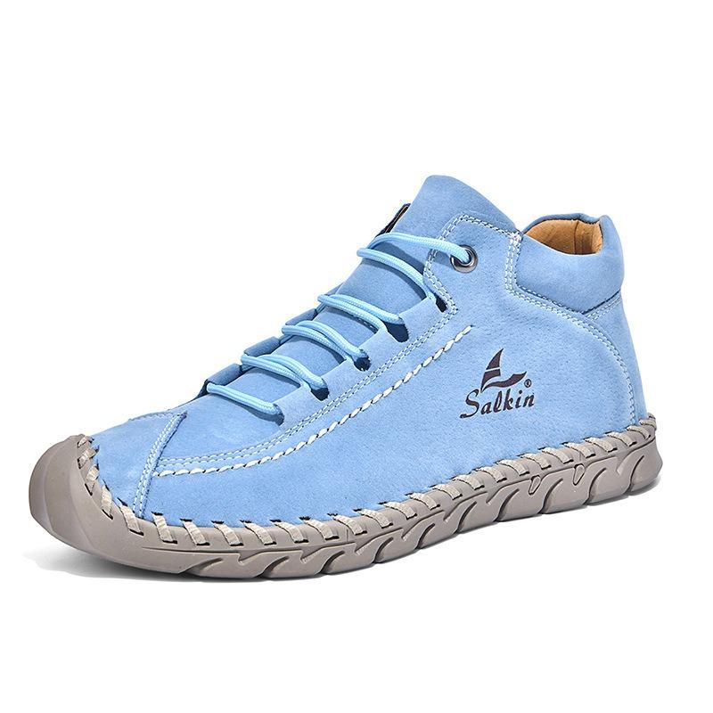 Large Size Hand-stitching Ankle Boots For Women Casual Shoes Split Leather Shoes Women Loafers Moccasins Women Flats Shoes