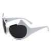 MAXJULI Devil Horned Sunglasses Women Oversized Oval Wrap Around Cat Eyes UV400 Protection W8241