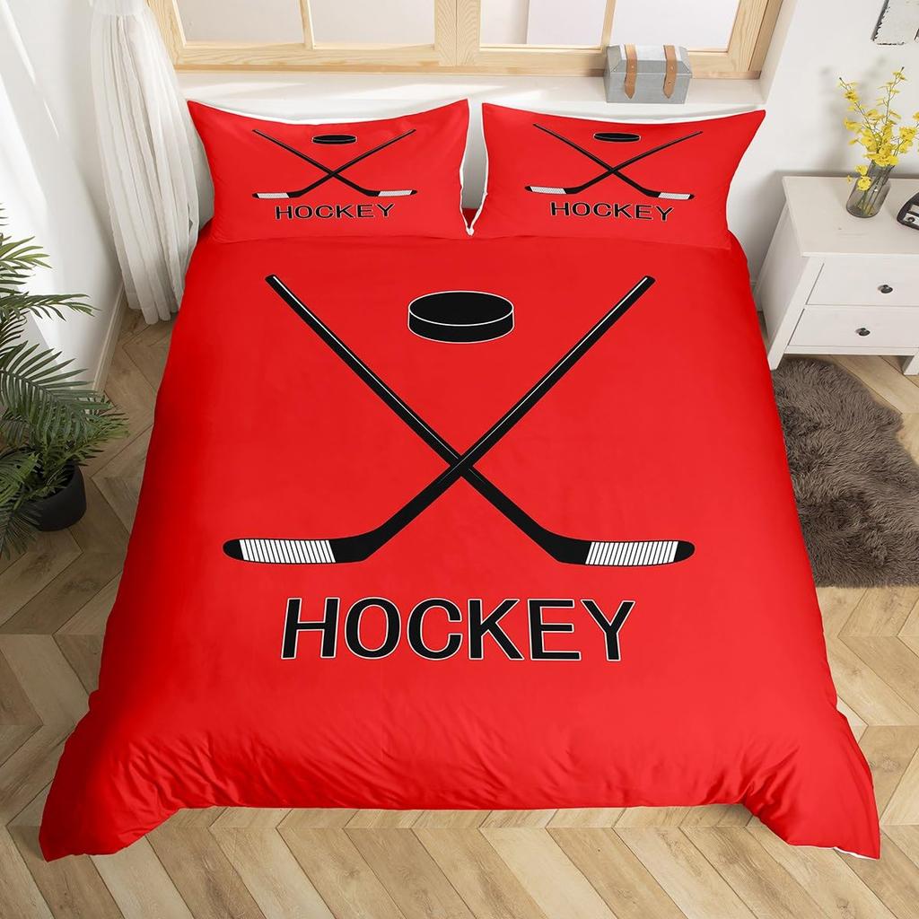 Comforter Ice Hockey Bedding Set Twin Size Kids Hockey Player Comforter Set For Boys Girls Teens Sports Theme