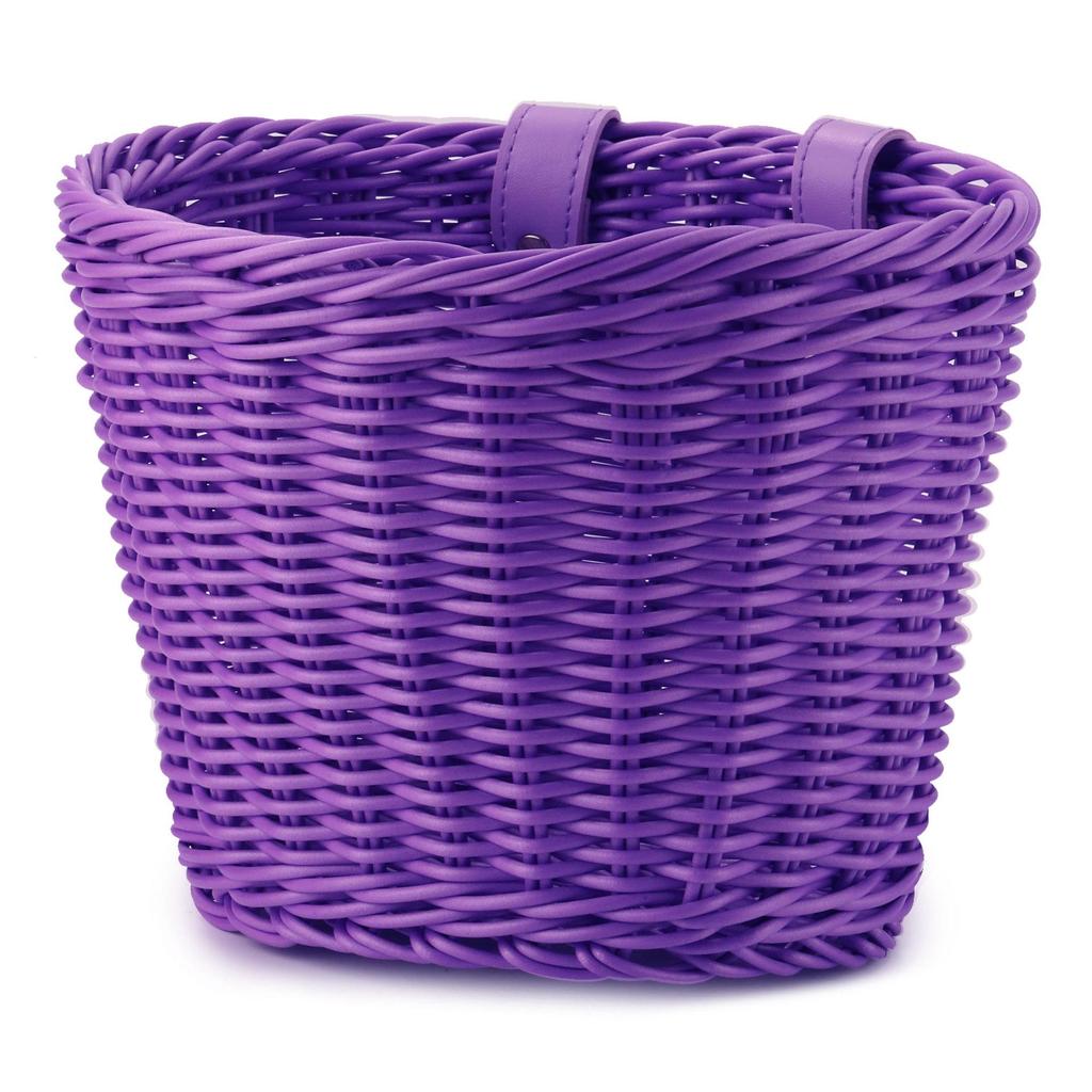 Colorful Woven Rattan Bike Basket for Children's Bicycle - Washable Frame Accessory