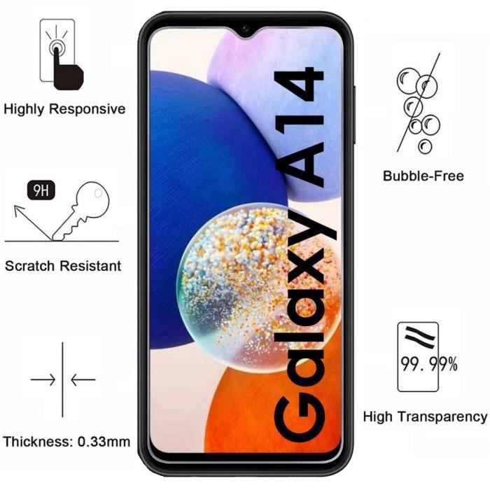 Protective Film - Phonillico - Samsung Galaxy A14 - Pack 2 - Tempered Glass - Scratch-resistant
