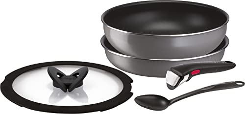 

[Online Exclusive] T-fal Detachable Handle Pot and Pan Set, 5-Piece Set, Gas Stove Only, Includes a Convenient Spoon for Stir-Frying, Free of Harmful
