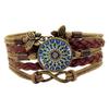 Yoga Mandala Flower Bracelet Female Vintage Handwoven Multilayer Leather Hand Rope Time Gem Butterfly Hand Jewelry