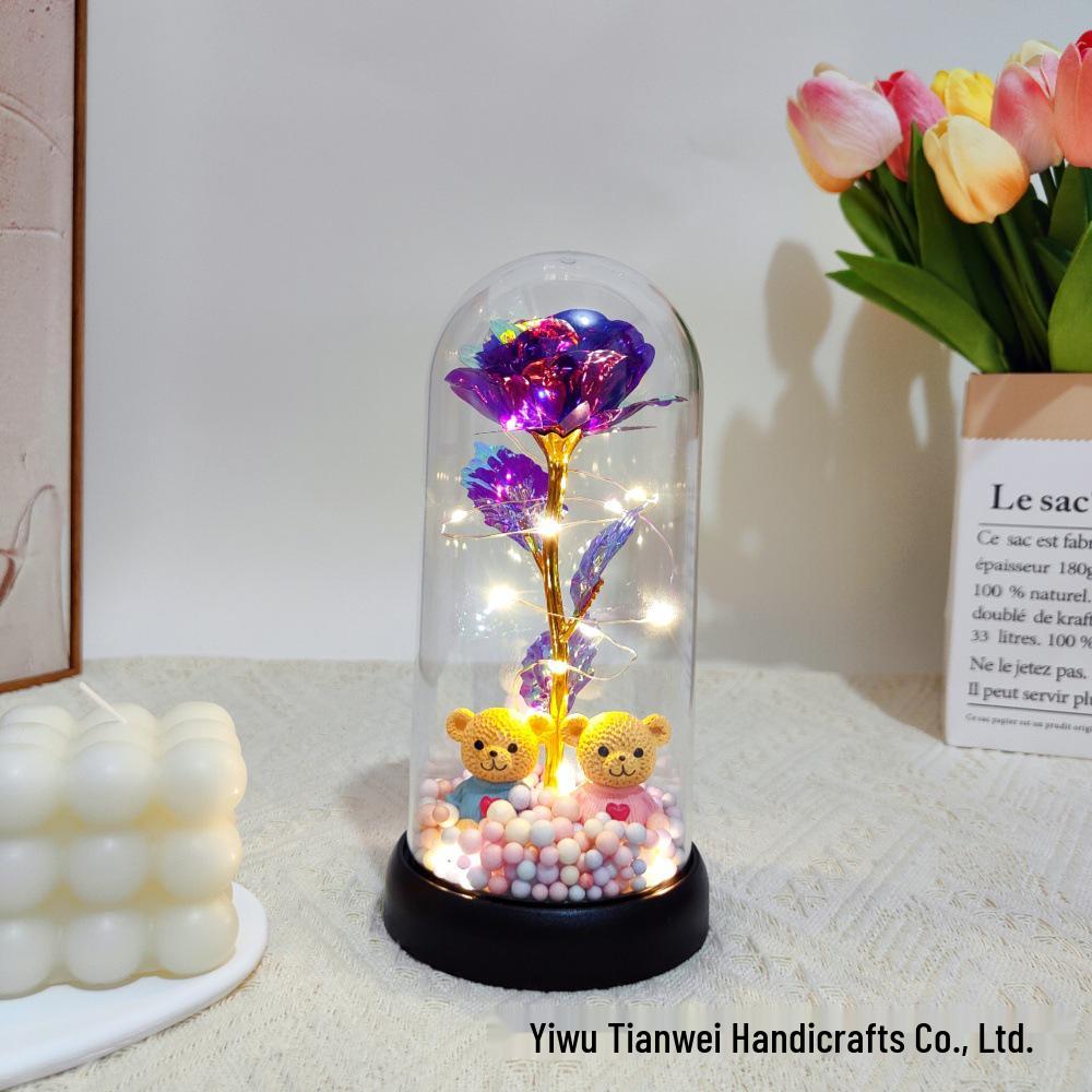 Valentine's Day Light-Up Preserved Rose Night Light with Acrylic Cover - Perfect Birthday Gift for Girls