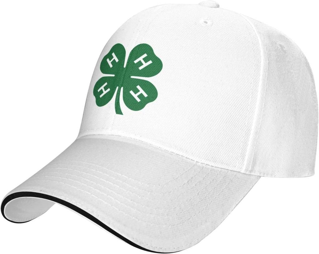 4H Clover Emblem Baseball Cap Polyester Casual Adjustable Sun Protection Adult Snapback