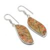 Natural Unakite Gemstone Handmade 925 Sterling Silver Earring 1.85" AE-11577