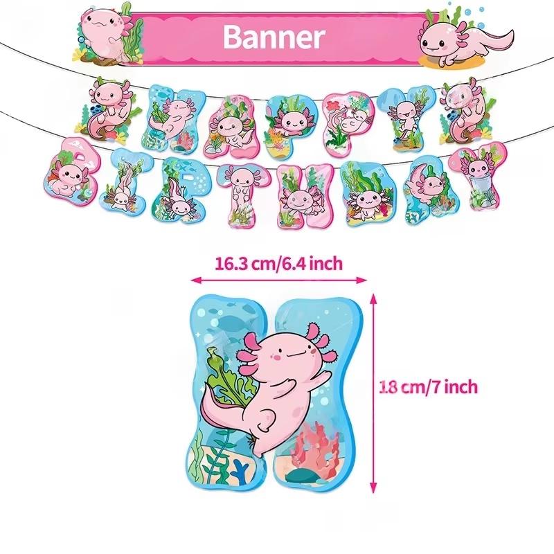 Pink Salamander Birthday Party Decoration Set Banner Cake Topper Balloons For Kids Party Birthday Favors Baby Shower Photo Booth