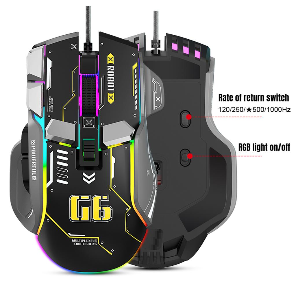 10 Key Wired Gaming E-sports Mouse Macro Programming, 13 RGB Lighting Modes, 6-speed 12800dpi