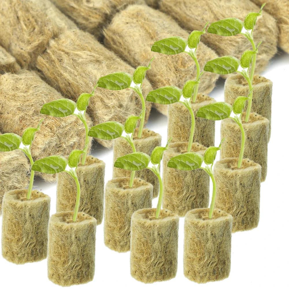 50pcs/set Hydroponic Grow Media Seedling Grow Plug Cubes Plant Cubes Soilless Substrate Seeded Rock Wool Plug Seedling Block