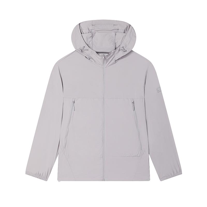 FILA Milano Series Multi-Pocket Outdoor Casual Versatile Hooded Jacket Men Jacket Dark-Gray Purple F11M525702F-PU