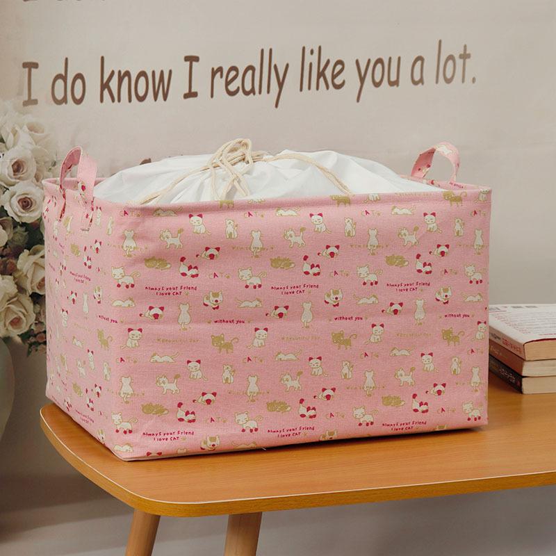 Großer Stoff-Aufbewahrungskorb mit Kordelzug, feuchtigkeitsbeständig, faltbar, Kleider- und Decken-Organizer-Box, Kordelzug, faltbarer Kleiderschrank, Aufräumtasche