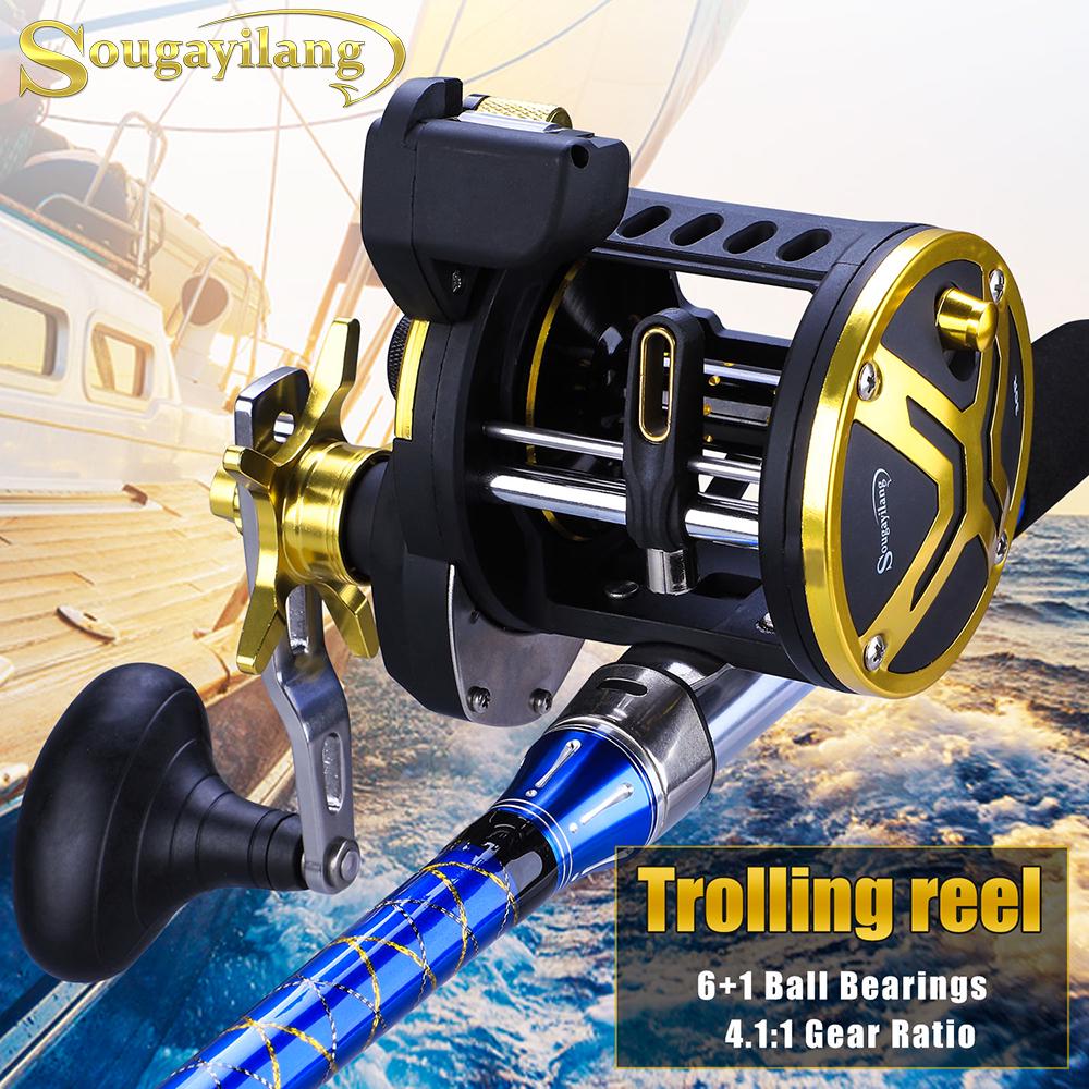 LFS 500 Multiplier Sea Fishing Reel - 20lb Blue Line, 1BB, Saltwater Trolling Reel