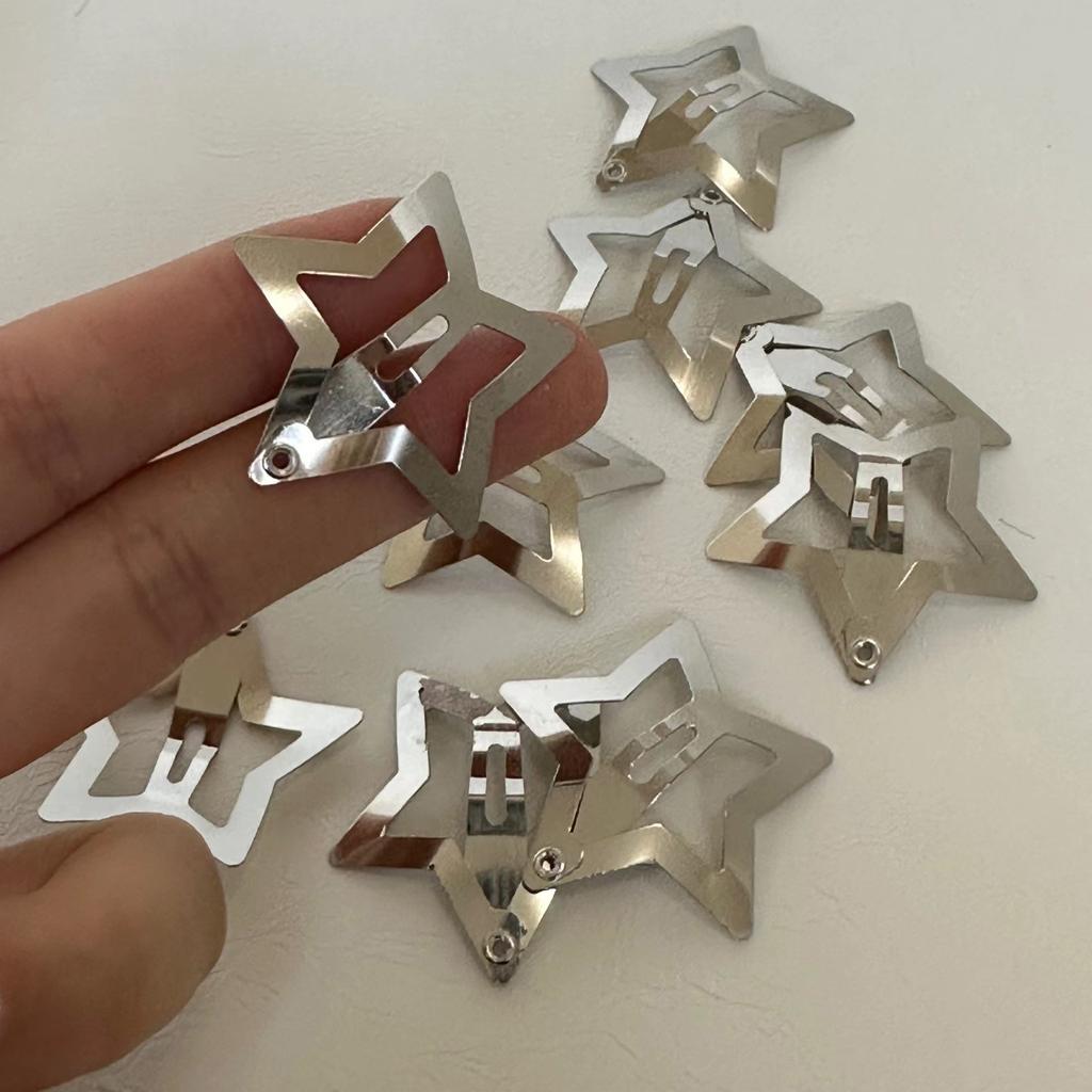 2/4/10/20/40/50/100pcs Silver Color Star Hair Clips for Girls Filigree Star Metal Snap Clip Hairpins Barrettes