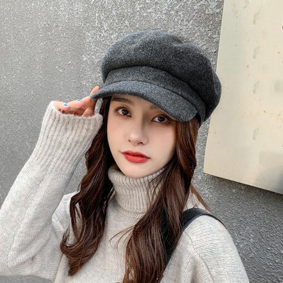 Beret Hats Exquisite Stitching Thick Woolen Casual All Match Decorative Winter Beret Caps for Women