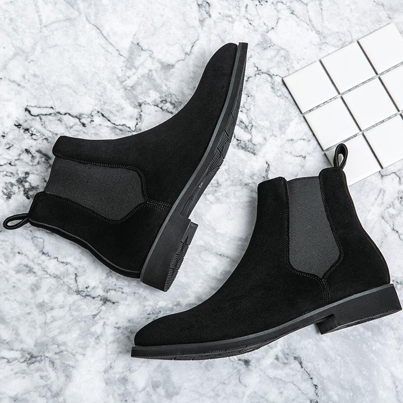 New Arrival Mens Slip On Shoes Leather Basic Boots Men Formal Dress Male Motorcycle Boots Non-Slip Men's Stylish Boots Men Shoe