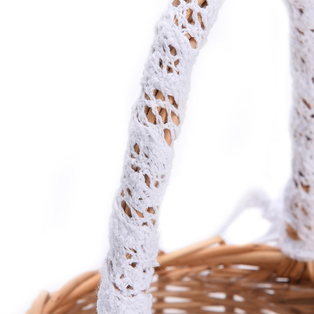 Gewebter Blumenmädchenkorb mit Griff Handgewebter Rattan Künstliche Blume Aufbewahrungskörbe für Zuhause Hochzeit Geburtstag S